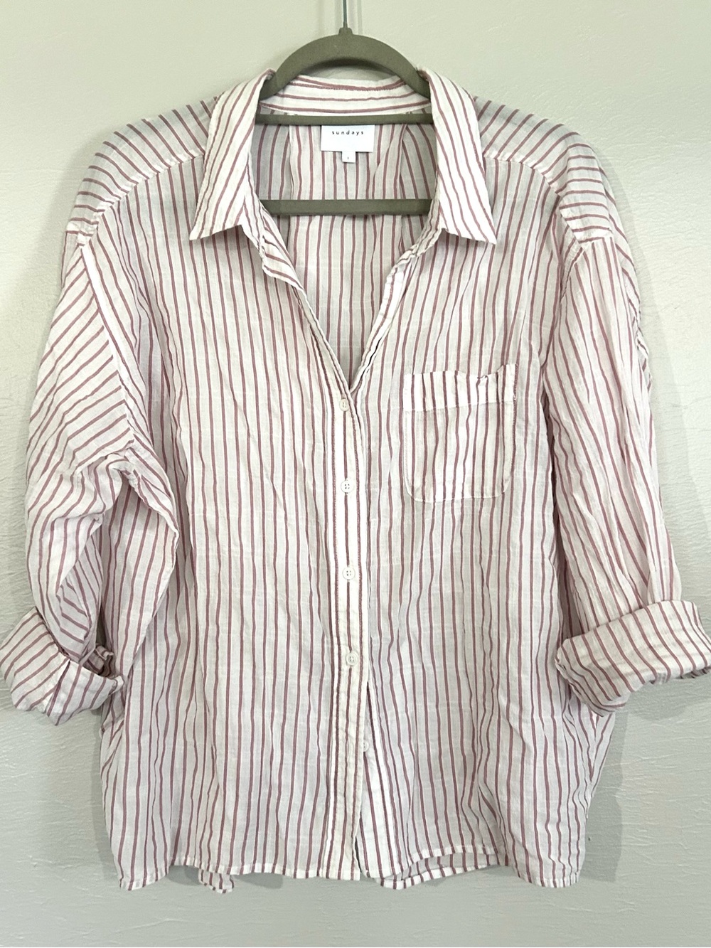 Sundays by wearesundays striped button light cotton shirt size Small
